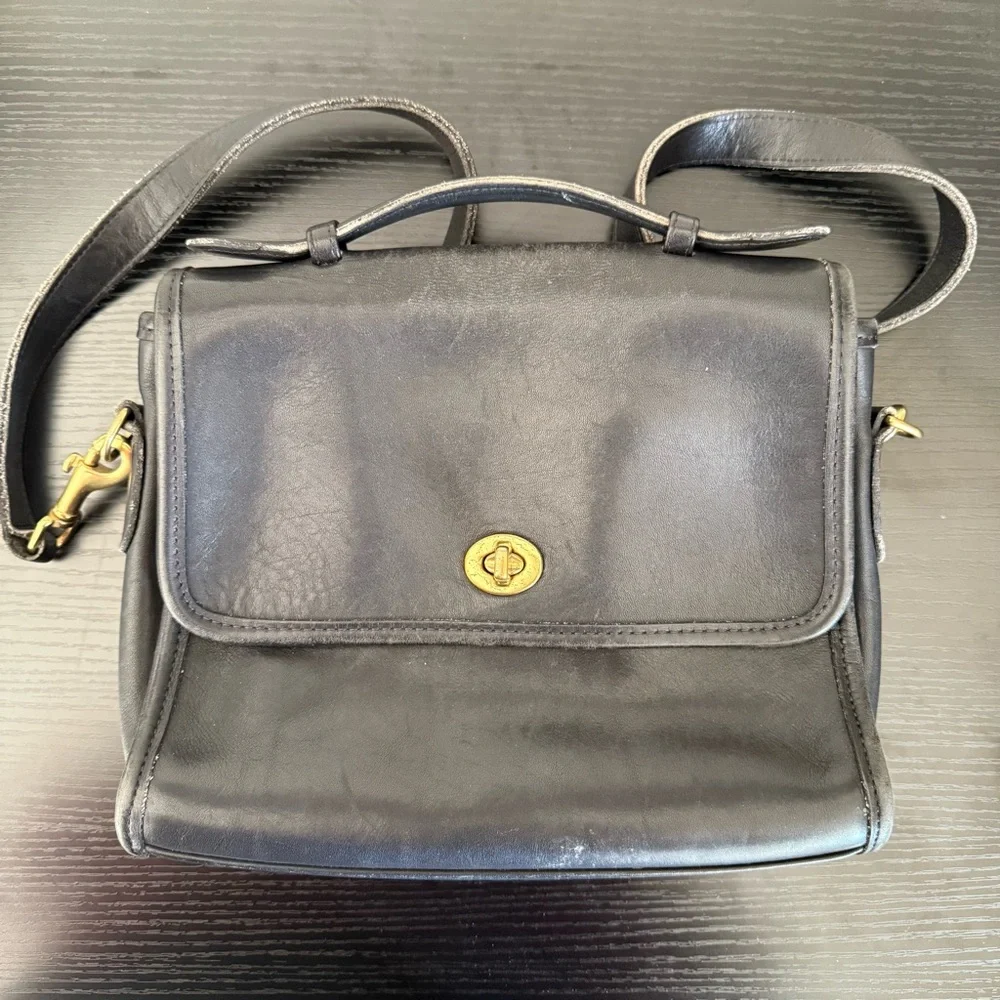 Coach Black Leather Court 9870 Bag - Picture 1 of 5